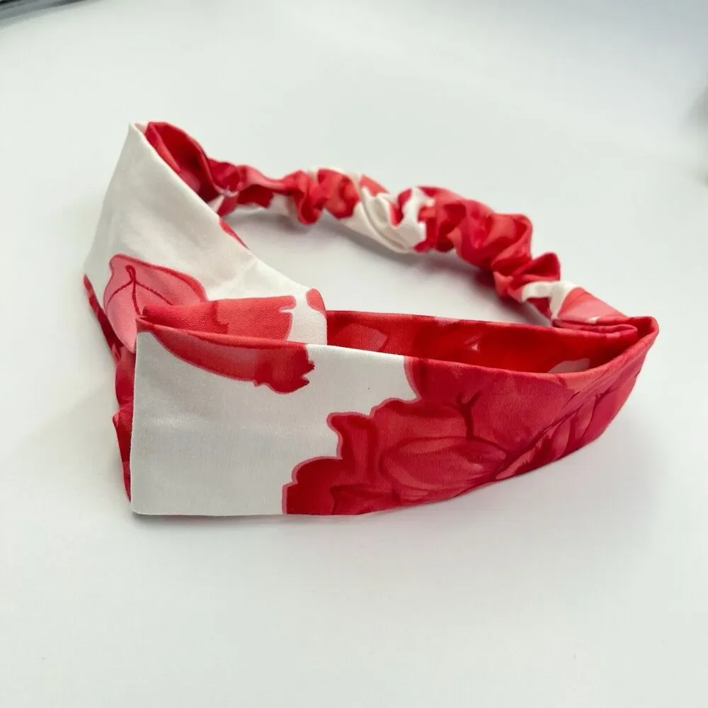 New Women Headband Hair Accessories Cross Red And White Floral